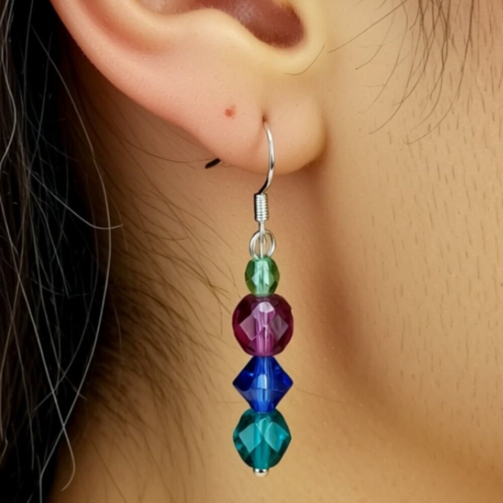 Swarovski Crystal Beaded Dangle Earrings NWT